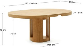 Okrúhly rozkladací jedálenský stôl s prídavnou doskou v dekore duba ø 150 cm Artis – Kave Home