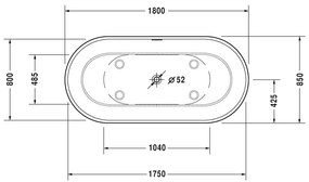 Duravit Luv - Voľne stojaca vaňa 1800x850 mm, s panelom a podstavcom, biela 700434000000000