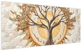 Obraz – Zlatý strom života v mozaike (120x50 cm)