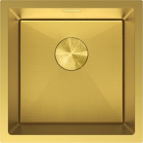 Mexen Trixo, 1-komorový nerezový drez 440 x 440 mm, brúsená zlatá, vzor voština, 6413441000-55HC