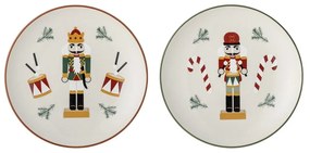 Krémové dezertné taniere s vianočným motívom z kameniny v súprave 2 ks ø 16 cm Jolly – Bloomingville
