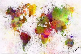 Plagát, Obraz - World Map - Watercolour, (91.5 x 61 cm)