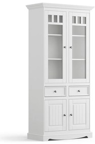 PROXIMA.store - Rustikálna drevená vitrína veľká 4s.2 - BELLUNO ELEGANTE FARBA: biela