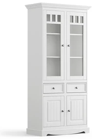 PROXIMA.store - Rustikálna drevená vitrína veľká 4s.2 - BELLUNO ELEGANTE FARBA: biela