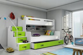 Interbeds MAX 3 poschodová posteľ 200x120 + matrace bielo zelená 2025