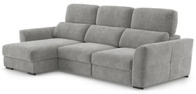 Univerzálna rohová rozkladacia trojmiestna pohovka s úložným priestorom TRENTO svetlosivá