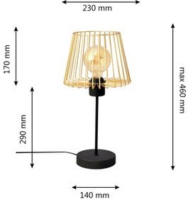 Stolná lampa TORRI 1xE27/15W/230V zlatá/čierna