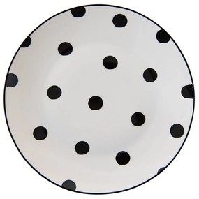 Porcelánový dezertný tanierik s čiernymi bodkami Black Dot - Ø20*2 cm