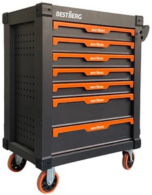 Kovový pojazdný dielenský vozík so 7 zásuvkami BestBerg BBTC-701 / SPCC steel