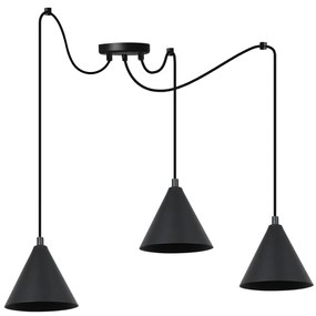 Závesné svietidlo Soho Spider, 3x čierne kovové tienidlo, (fi 14cm)