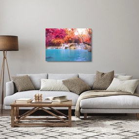 Sklenený obraz tyrkysovej lagúny, Laos, Tat Kuang Si (70x50 cm)