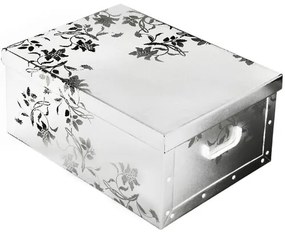 Úložný box s vekom Ornament 51 x 37 x 24 cm, biela