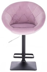 LuxuryForm DESIGN Barová stolička VERA VELUR na čiernej hranatej základni- levanduľa