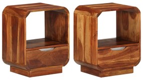 Nočný stolík so zásuvkou 2 ks z dreveného masívu sheesham 40x30x50 cm