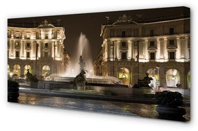 Obraz na plátne Rome Fountain Square v noci 125x50 cm