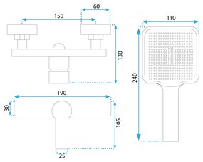Rea Argus, sprchová batéria s ručnou bodovou sprchovou súpravou, zlatá lesklá, REA-B6408