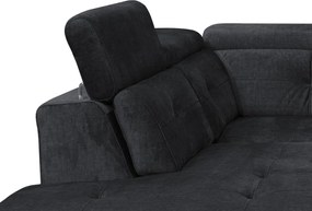 Rohová sedacia súprava Sergio, čierna látka, ľavý roh