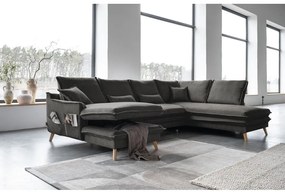 Tmavosivá rozkladacia rohová pohovka (pravý roh/do tvaru "U") Charming Charlie – Miuform