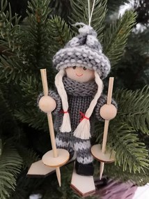 DECOLED Závesná dekorácia lyžiar a lyžiarka, 13,5x7,5 cm