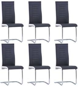 Jedálenské stoličky, perová kostra 6 ks, čierne, umelá koža