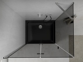 Mexen Lima, sprchový kút so skladacími dverami 80 (dvere) x 100 (stena) cm, 6mm šedé sklo, chrómový profil + slim sprchová vanička čierna + chrómový sifón, 856-080-100-01-40-4070