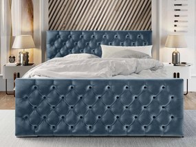 Manželská posteľ 160 cm Velva (modrá) (s roštom a úložným priestorom). Vlastná spoľahlivá doprava až k Vám domov. 1047176