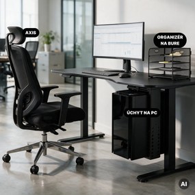 Držiak na počítač pod stôl, nastaviteľný, kovový, čierny: PC HOLDER