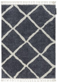Koberec BERBER CROSS B5950, sivo - biely, strapce, Maroko Shaggy