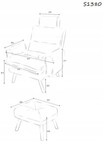 Sammer Modré kreslo s taburetkou S1380 modry