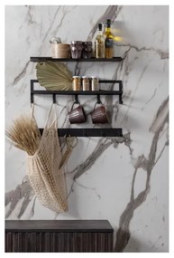 Čierny kovový nástenný vešiak s poličkou Quinn – WOOOD