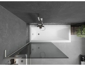 Mexen Next L, 1-krídlová vaňová zástena 90 x 150 cm, 6mm šedé sklo, 6mm číre sklo, profil brúsená oceľ, 895-090-000-03-40-97