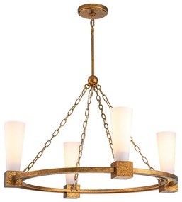 Elstead KRISTY4-DG-OPAL - Luster na tyči KRISTY 4xE27/40W/230V medený