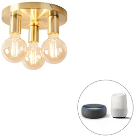 Inteligentné stropné svietidlo zlaté okrúhle vrátane 3 Wifi G95 - Facil