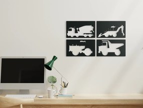 drevko 3D detský obraz na stenu Nákladné autá Rozmer obrazu: 26,5 x 44,5 cm, Farba dekorácie: Čierna