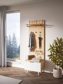 Předsíňová stěna Nordic 65 cm dub Evoke/bílá