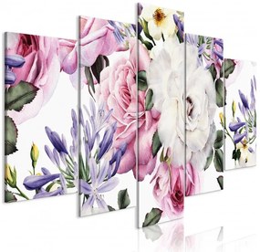 Artgeist Obraz - Rose Composition (5 Parts) Wide Colourful Veľkosť: 100x50, Verzia: Premium Print