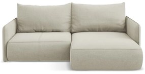 Krémovobiela rozkladacia/s úložným priestorom rohová pohovka (pravý roh) Nanea – Makamii