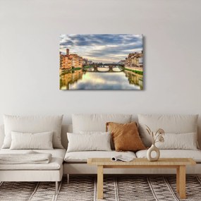 Obraz mesta s riekou (90x60 cm)