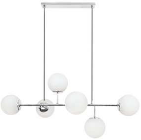 Závesne svietidlo Florence 1, 6x biele sklenené tienidlo, CH