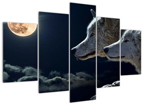 Obraz vlkov vyjúcich na mesiac (150x105 cm)