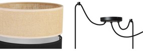 Závesné svietidlo Juta Spider, 3x jutové/čierne textilné tienidlo, b