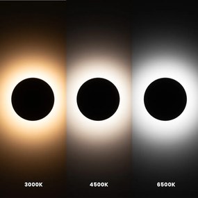 Exteriérové nástenné LED svietidlo Disk, 1x LED 15w, CCT, čierna