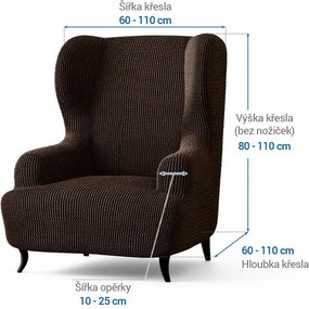 Bielastické poťahy COSTINA tabaková kreslo ušiak (š. 60 - 110 cm)