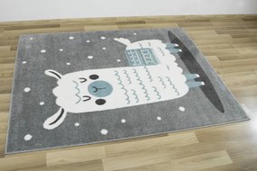 Detský koberec Lima 9486A Lama svetlosivý / krémový / tyrkysový