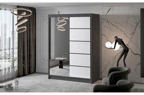 Veľká šatníková skriňa MILAN III 150 cm Čierna/Biela