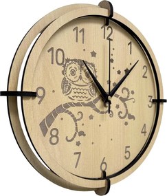 Detské hodiny Sova z javoru – tiché nástenné hodiny pre deti | SENTOP HDF0573-MAPLE