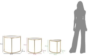 Okrúhle konferenčné stolíky v súprave 3 ks so sklenenou doskou v zlatej farbe ø 60 cm Triangle – Mauro Ferretti