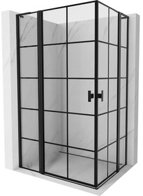 Mexen, Mexen Mist L Duo výklopný sprchový kút 95 x 90 cm, čierna mriežka - 8A4L-095L-090P-70-77