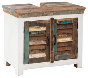 furniture-nabytek.cz - Masívna skrinka pod umývadlo Perth z recyklovaného dreva, lakovaná, biela/barevná