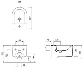 Cersanit Inverto závesný bidet 52 x 35,5 cm, Biela, K671-002